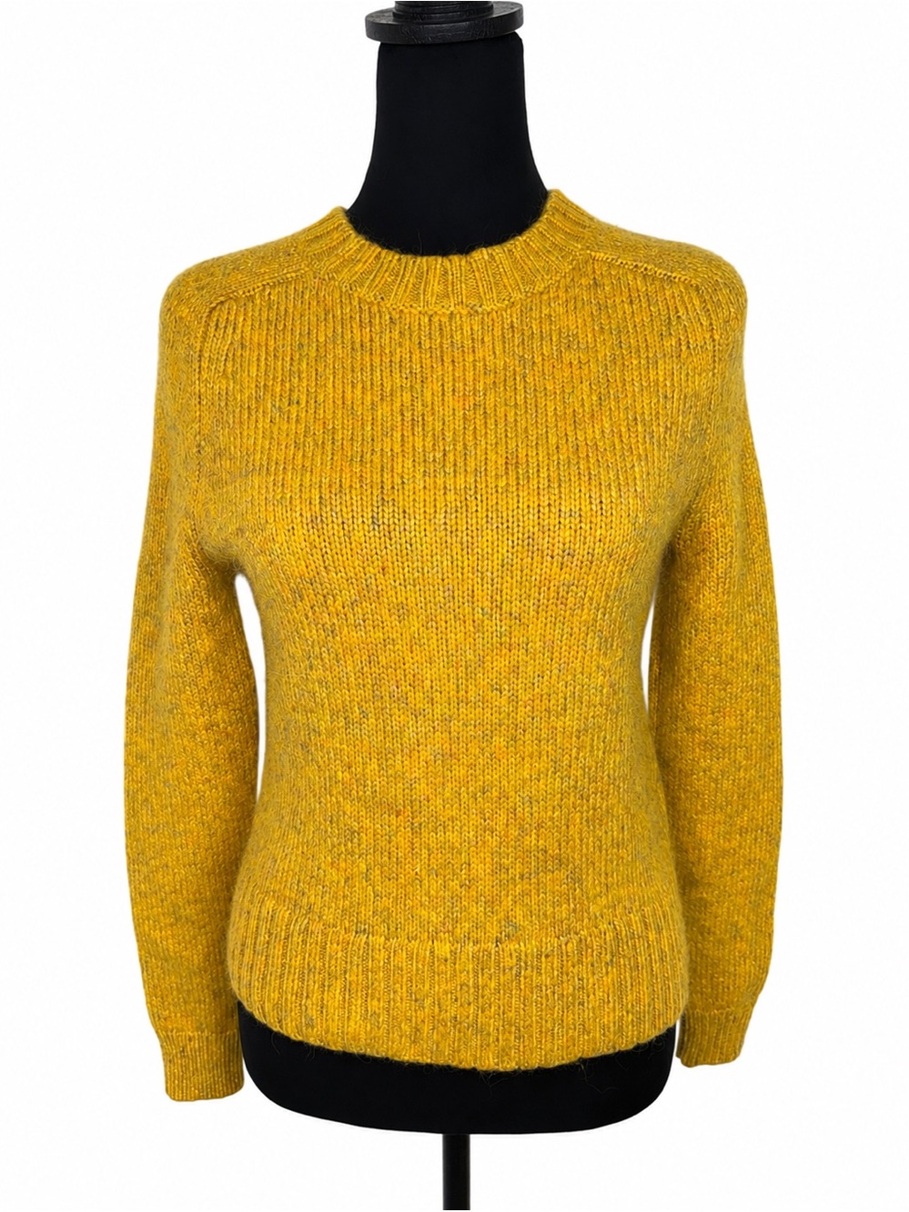 J.CREW Wool Alpaca Blend Crewneck Sweater Saddle Sleeves Size Small Mustard